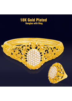 Meena 18K Gold Plated Bangles with Ring MGP01